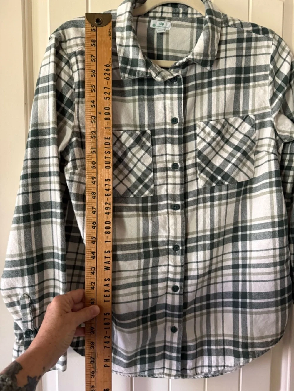 Dip Green and White Plaid Shirt.     Organic Cotton - Picture 7 of 7